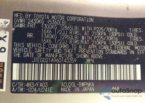 2006 Toyota Highlander from USA, damaged, VIN JTEGD21A960143359